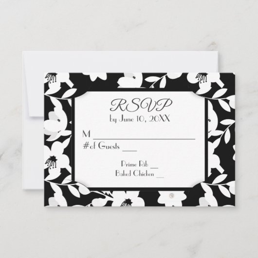 Fleur noire et blanche RSVP (Devant)