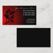 Fleur noire rouge silhouette carte de visite (Devant / Derrière)
