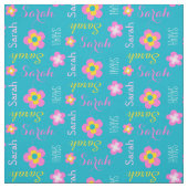 Fleur nom personnalisé aqua tissu typographique ro (Échantillon)