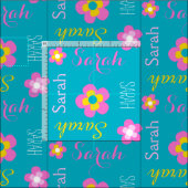 Fleur nom personnalisé aqua tissu typographique ro (Carreau)