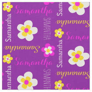 Fleur nom personnalisé texte tissu rose violet