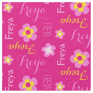 Fleur nom personnalisé tissu typographique rose