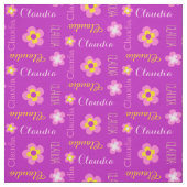 Fleur nom personnalisé tissu typographique violet (Échantillon)