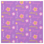 Fleur nom personnalisé tissu typographique violet (Échantillon)