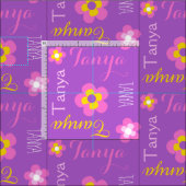 Fleur nom personnalisé tissu typographique violet (Carreau)
