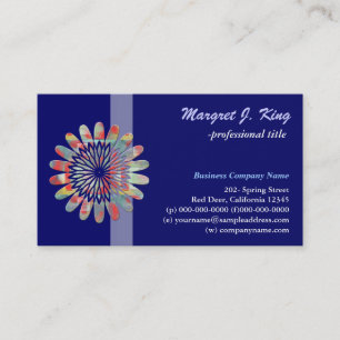 Fleur numérique, carte de visite simple bleue pour