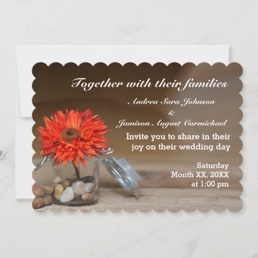 Fleur orange dans le Faire-part de mariage Mason J (Devant)