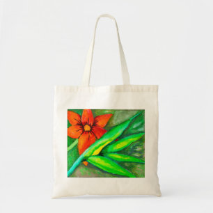 Fleur orange et Sac fourre-tout feuille verte