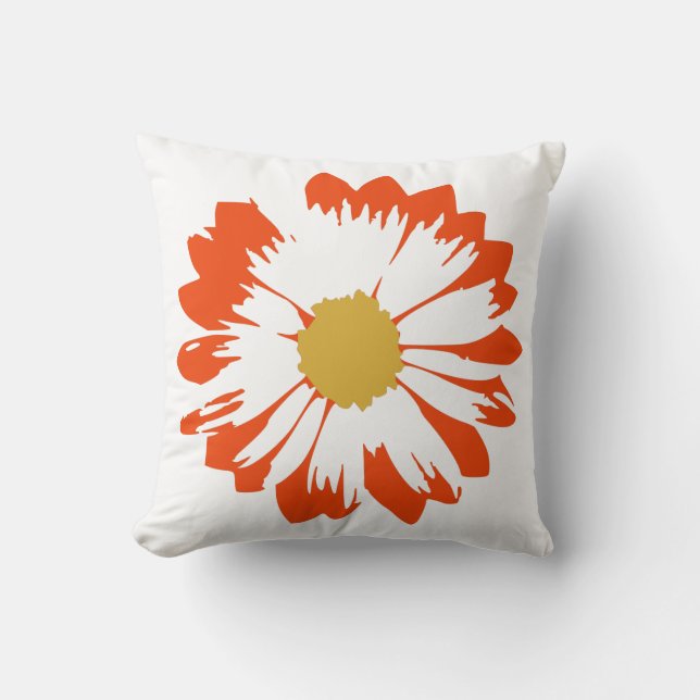 Fleur orange sur Coussin blanc (Recto)