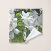 Fleur où l'on est planté de fleurs vertes et blanc (Gant de toilette)