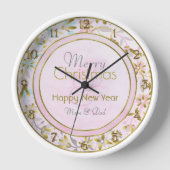 Fleur Pastel Noel Tour Mur Horloge (Recto)