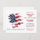 Fleur Patriotique Paix 4 juillet Invitation BBQ (Devant / Derrière)