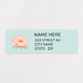 Fleur personnalisée sur Étiquettes de adresse bleu (Design 2)