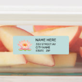 Fleur personnalisée sur Étiquettes de adresse bleu (Apposé)