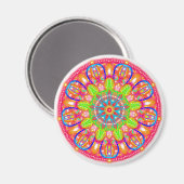 Fleur pétale bleue Mandala Boho Magnet (Recto/Verso)
