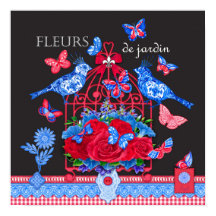 Fleur Porselein Vogels en Vogelkooi Poster 16 x 16