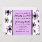 Fleur pourpre 12e anniversaire Cartes d'invitation (Dos)