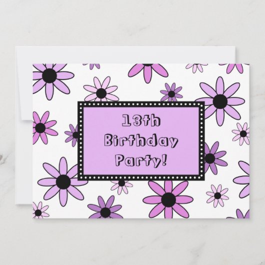 Fleur pourpre 13e anniversaire Cartes d'invitation (Devant)