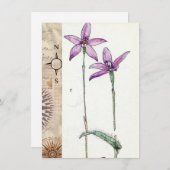 Fleur pourpre avec bordure de carte (Devant / Derrière)