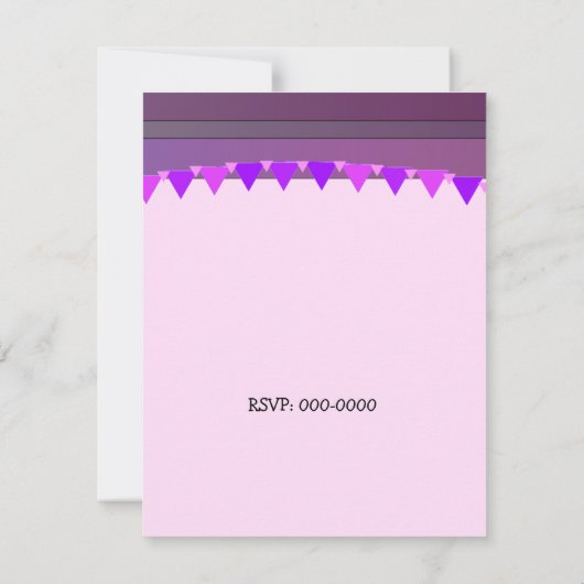 Fleur pourpre et rayures Invitation d'anniversaire (Dos)