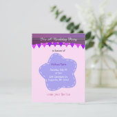 Fleur pourpre et rayures Invitation d'anniversaire (Debout devant)