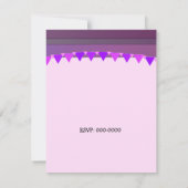 Fleur pourpre et rayures Invitation d'anniversaire (Dos)