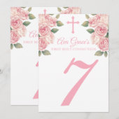 Fleur Première Sainte Communion Carte Numéro (Devant / Derrière)