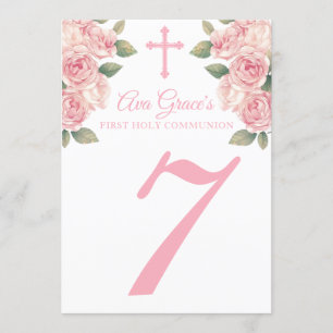 Fleur Première Sainte Communion Carte Numéro