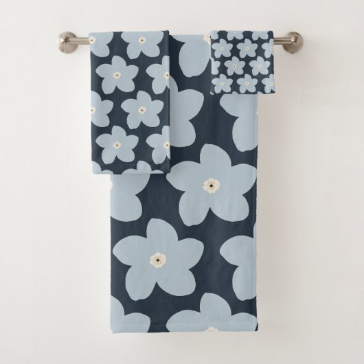 Fleur Rétro Bleu Clair Et Navy (En situation)