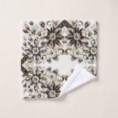 Fleur retro diamantée milieu de siècle moderne (Gant de toilette)