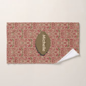 Fleur Retro Moderne en Rouge et Vert (Serviette à main)