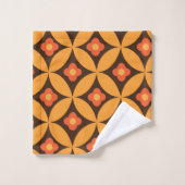 Fleur rétro sur cercles orange du milieu du siècle (Gant de toilette)