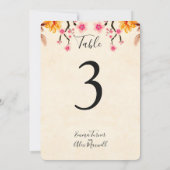 Fleur romantique | Cartes de numéro de table (Dos)