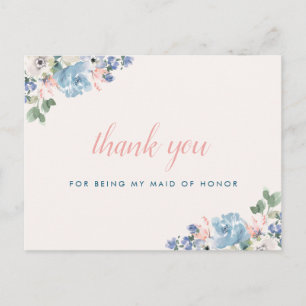 Fleur romantique Sirène d'honneur carte de remerci