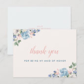 Fleur romantique Sirène d'honneur carte de remerci (Devant / Derrière)