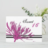Fleur rose 16e anniversaire Cartes d'invitation (Debout devant)