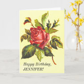 Fleur Rose à look vintage, Bonne carte d'anniversa (Fleur jaune)