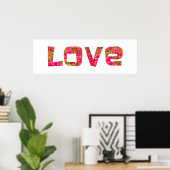 fleur rose amour typographie poster art mur (Bureau à domicile)