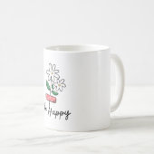 Fleur rose blanche Soyez heureux Mug (Devant droit)