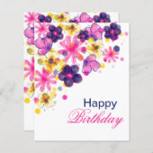 Fleur rose Bonne carte d'anniversaire Art floral (Devant / Derrière)