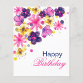 Fleur rose Bonne carte d'anniversaire Art floral (Dos)