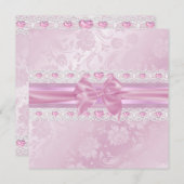 Fleur rose & Bow Sweet 16 Invitation (Devant / Derrière)