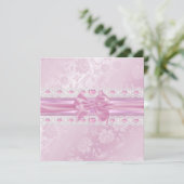 Fleur rose & Bow Sweet 16 Invitation (Debout devant)