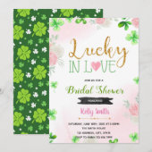 Fleur rose chanceux en amour invitation (Devant / Derrière)