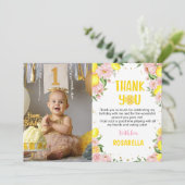 Fleur rose citron Carte de remerciements photo d'a (Debout devant)