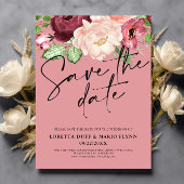 Fleur rose Enregistrer la date Invitation