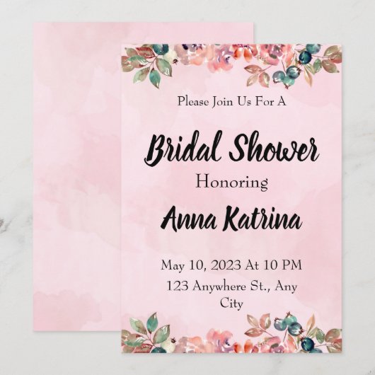 Fleur rose espagnole invitations de mariage bon ma (Devant / Derrière)