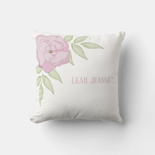 Fleur rose esquissée, Coussin décoratif 40 cm x 40