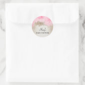 Fleur rose et argent | Sticker Baby shower (Sac)