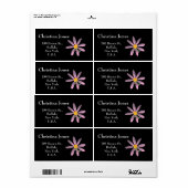 Fleur rose et Étiquette adhésif à libellules (Feuille entière)